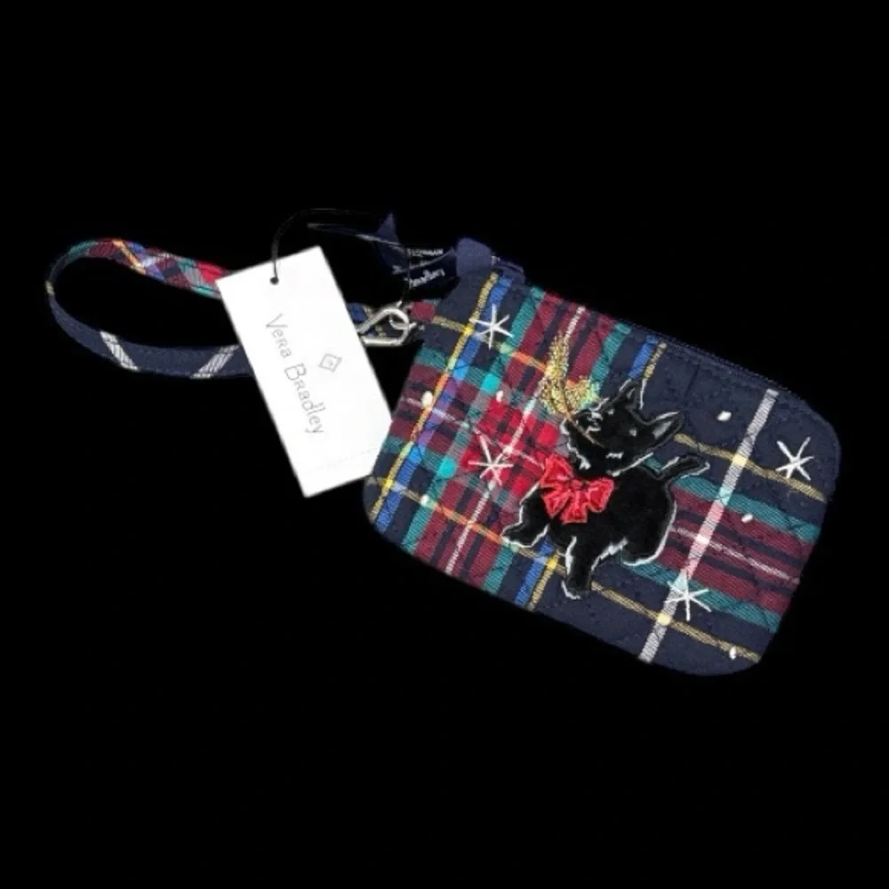 PRICE IS FIRM - Vera Bradley Plaid Scottish Terrier Wristlet Wallet Card Holder